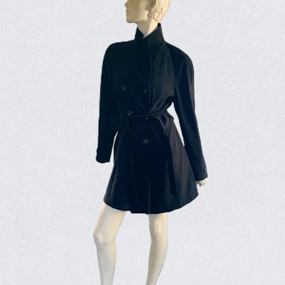 Utex Black Double-Breasted Trench Coat